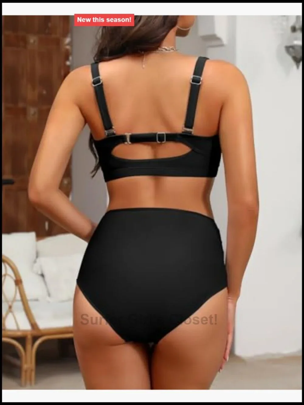 Twist Front Padded High Waisted Ruched Bikini Set Two Piece Bathing Suit